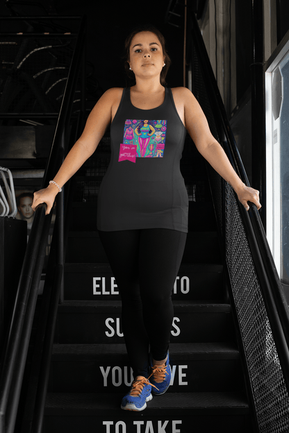 Dance Mom: You've Got This - Brunette Curvy Mom Flowy Racerback Tank - Whippie's