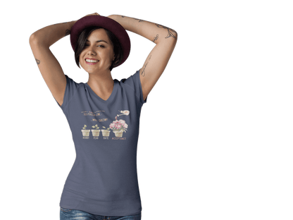 What You Choose to Focus On... Will Grow!" V-Neck Tee - 🌱 Cultivate Positivity and Style! 🌱 - Whippie's