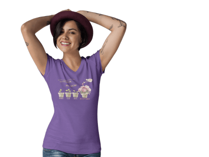 What You Choose to Focus On... Will Grow!" V-Neck Tee - 🌱 Cultivate Positivity and Style! 🌱 - Whippie's