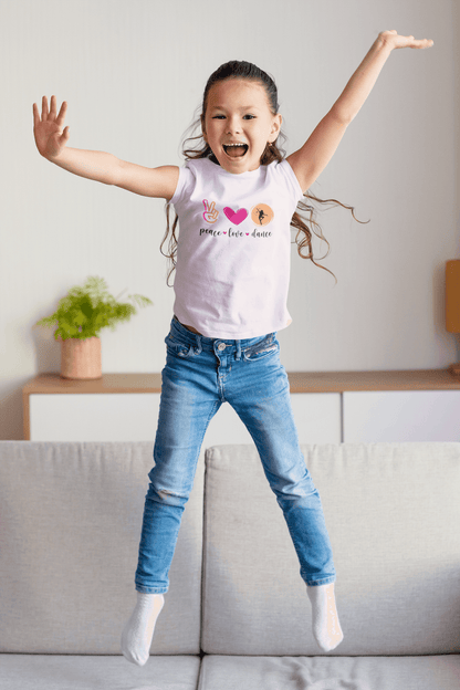 Peace, Love & Dance Youth Tee - ✌️❤️💃 Express Yourself Through Movement! 💃❤️✌️ - Whippie's