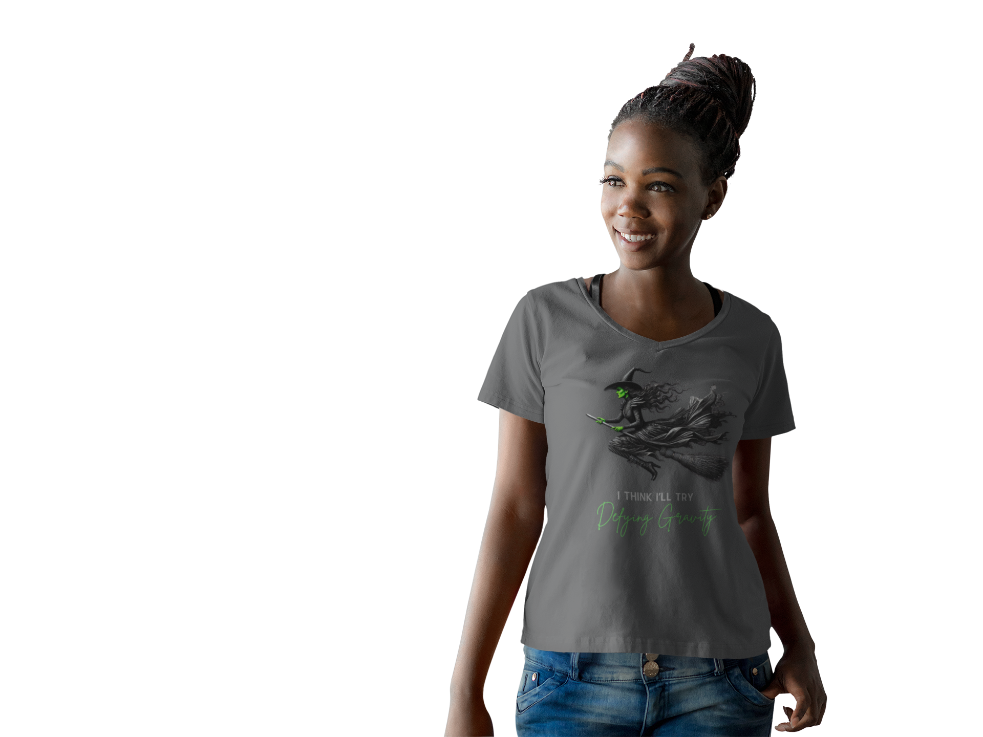 Wicked - I Think I'll Try Defying Gravity - V-neck T-shirt - Whippie's