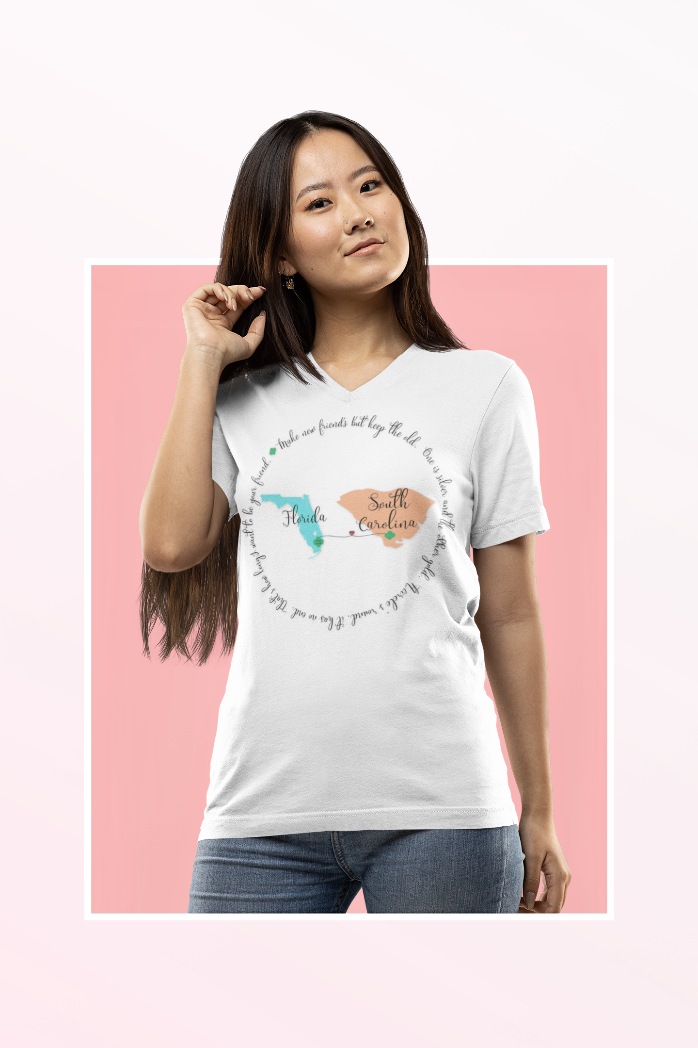 Girl Scout Friendship Moving to New State V-Neck T-shirt - Personalizable - Whippie's