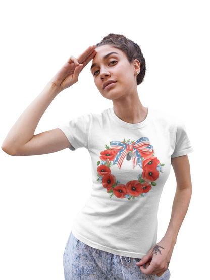 Memorial Day 'Never Forget' Wreath - Women's Tee