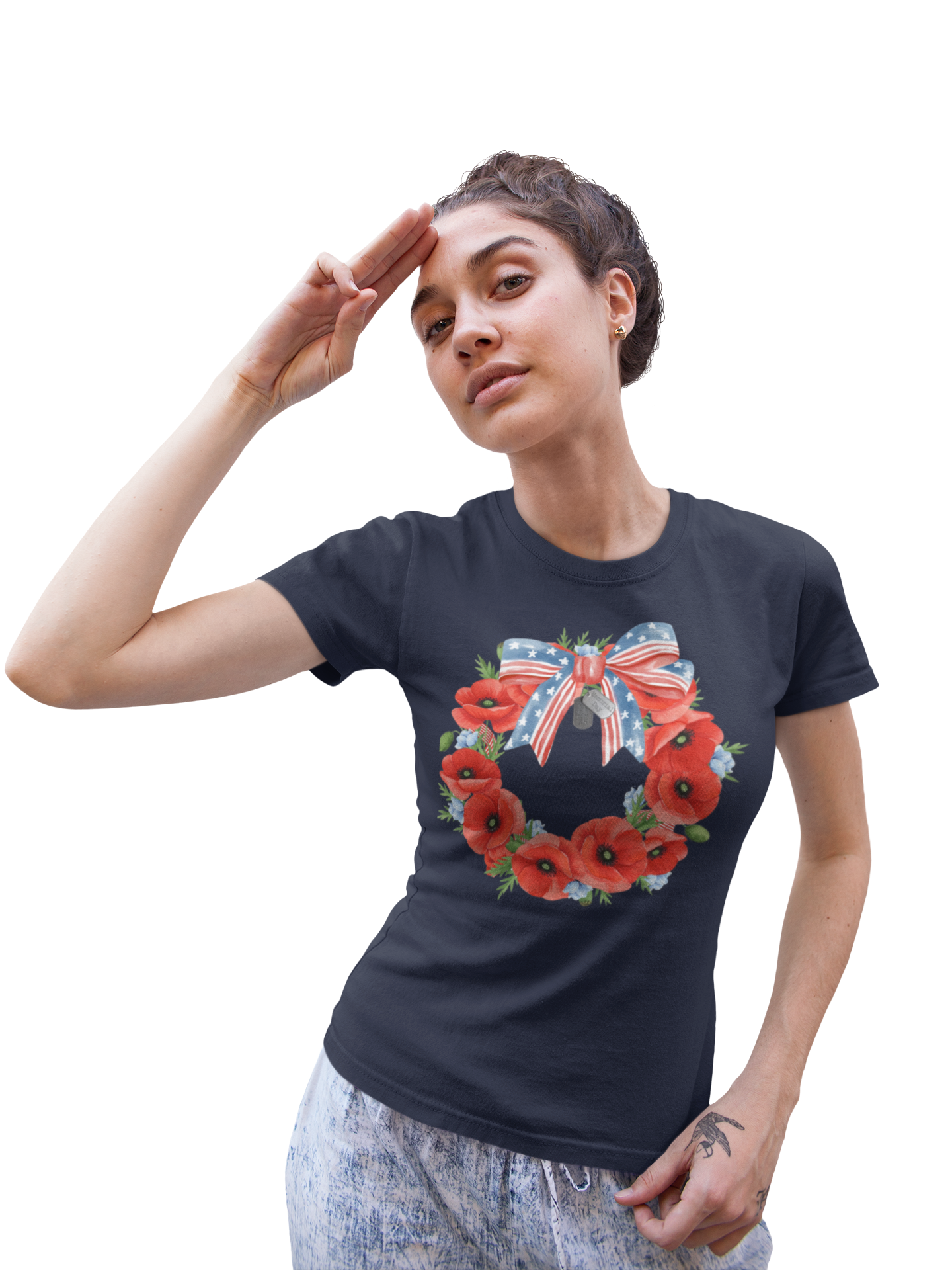 Memorial Day 'Never Forget' Wreath - Women's Tee