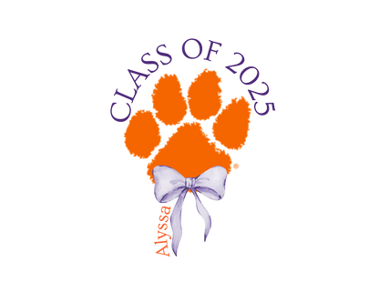 Graduation Clutch Bag - Clemson Paw Print - Class of 2025 - Personalizable - Whippie's