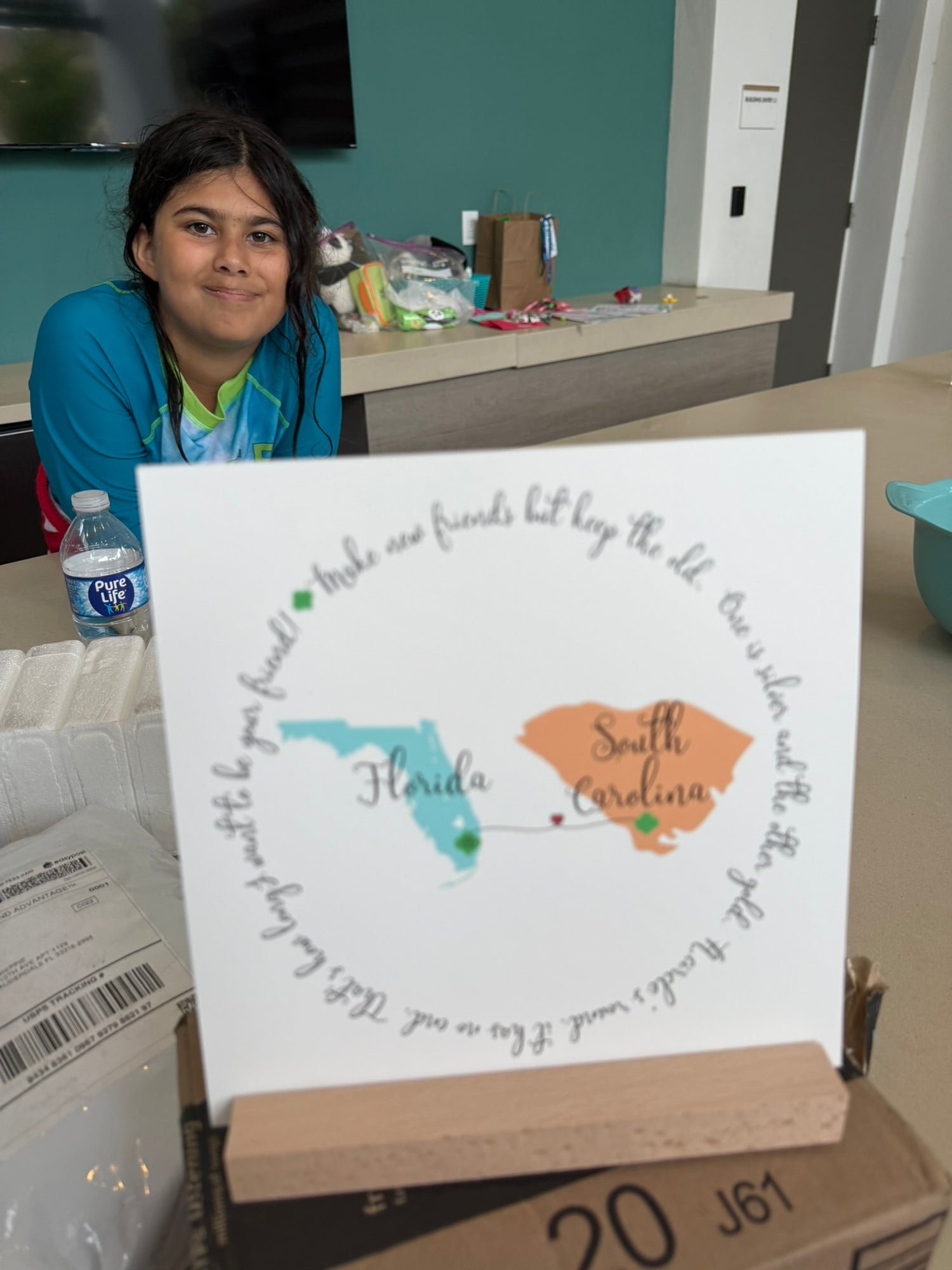 Girl Scout Friendship Moving to New State - Gallery Board with Stand - Personalizable - Whippie's