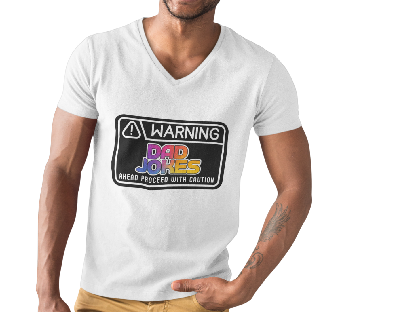 Warning: Dad Jokes Ahead - Proceed with Caution V-Neck Tee