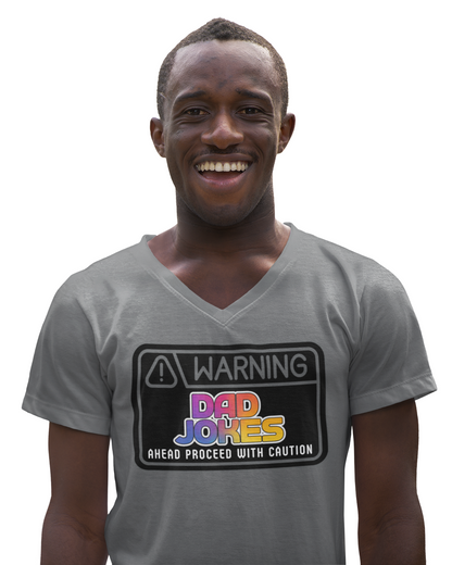 Warning: Dad Jokes Ahead - Proceed with Caution V-Neck Tee