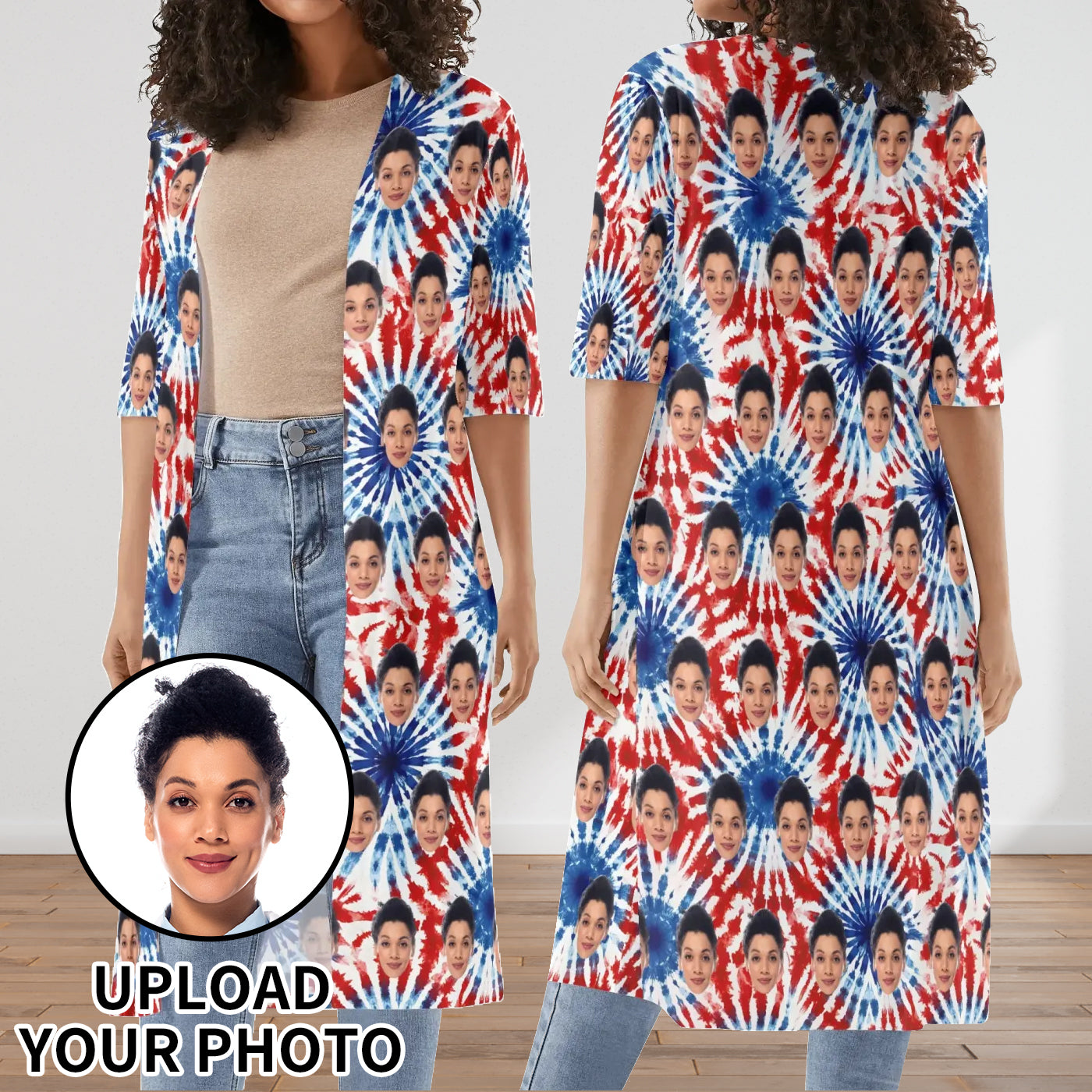 Women's Half Sleeve Kimono Cardigan - Personalizable with Your Photo