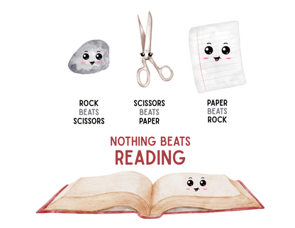 Nothing Beats Reading: Rock, Paper, Book Unisex Tee