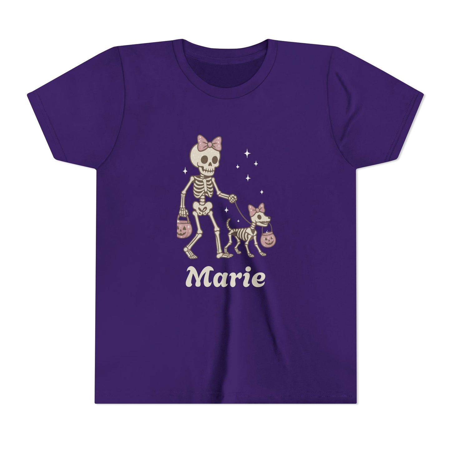 Pink Bow Halloween Friends Youth Tee - Personalizable