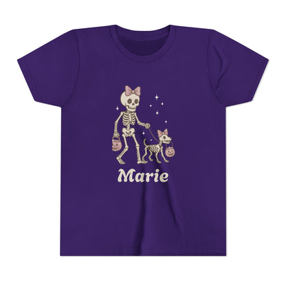 Pink Bow Halloween Friends Youth Tee - Personalizable