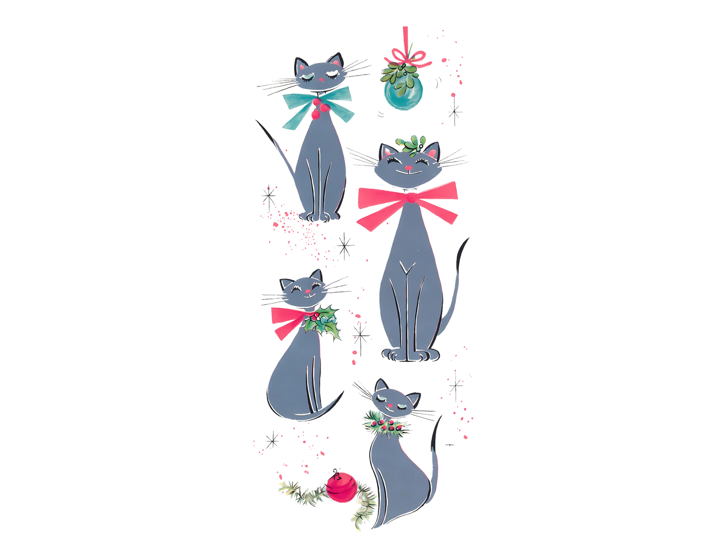 Vintage Christmas Cats Women's Tee - A Purr-fect Holiday Look!
