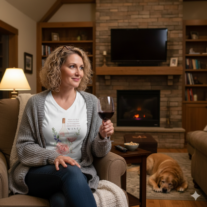 🍷 Roses Are Red... I'm Drinking Wine! 🌹 Ladies' V-Neck Tee - Relax, unwind, and enjoy the finer things.