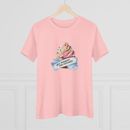 Will Workout for Cupcakes - Fuel Your Fitness! 🧁💪 Women's Softstyle Tee - Whippie's