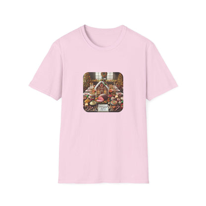 Christmas Calories Don’t Count 🎄 – Fun Festive Design with Gingerbread House & Holiday Feast - Unisex Softstyle Tee - Whippie's