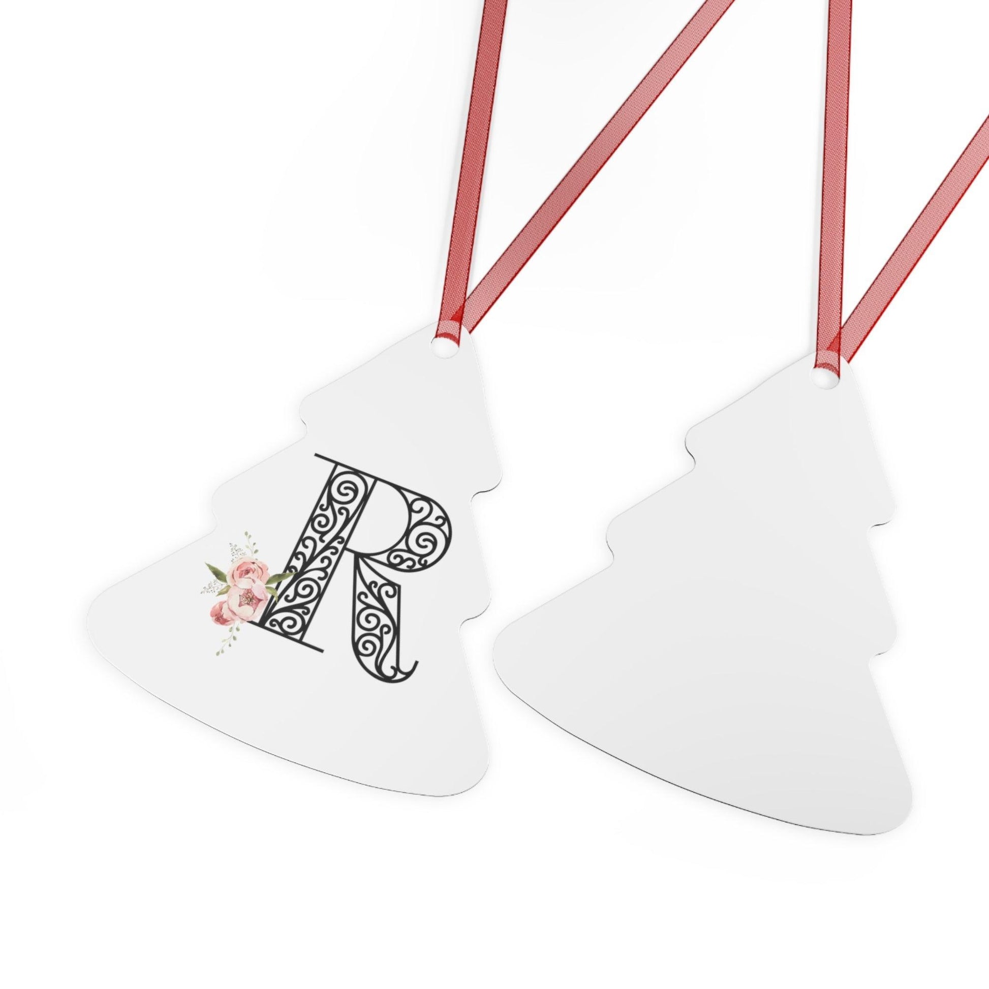 Floral Letters: Letter R - Metal Christmas Ornament - Whippie's
