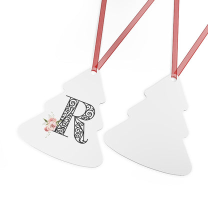Floral Letters: Letter R - Metal Christmas Ornament - Whippie's