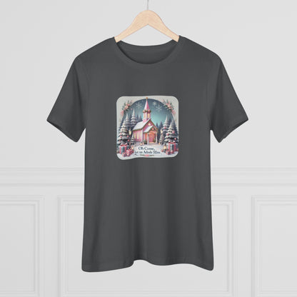 💖⛪ Pink Church - Oh Come, Let Us Adore Him ❄️🎁 - Women's Softstyle Tee - Whippie's