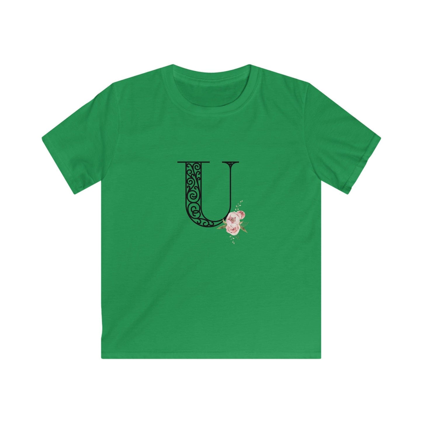 Floral Letters: Letter U - Kids Softstyle Tee - Whippie's