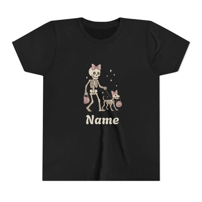 Pink Bow Halloween Friends Youth Tee - Personalizable