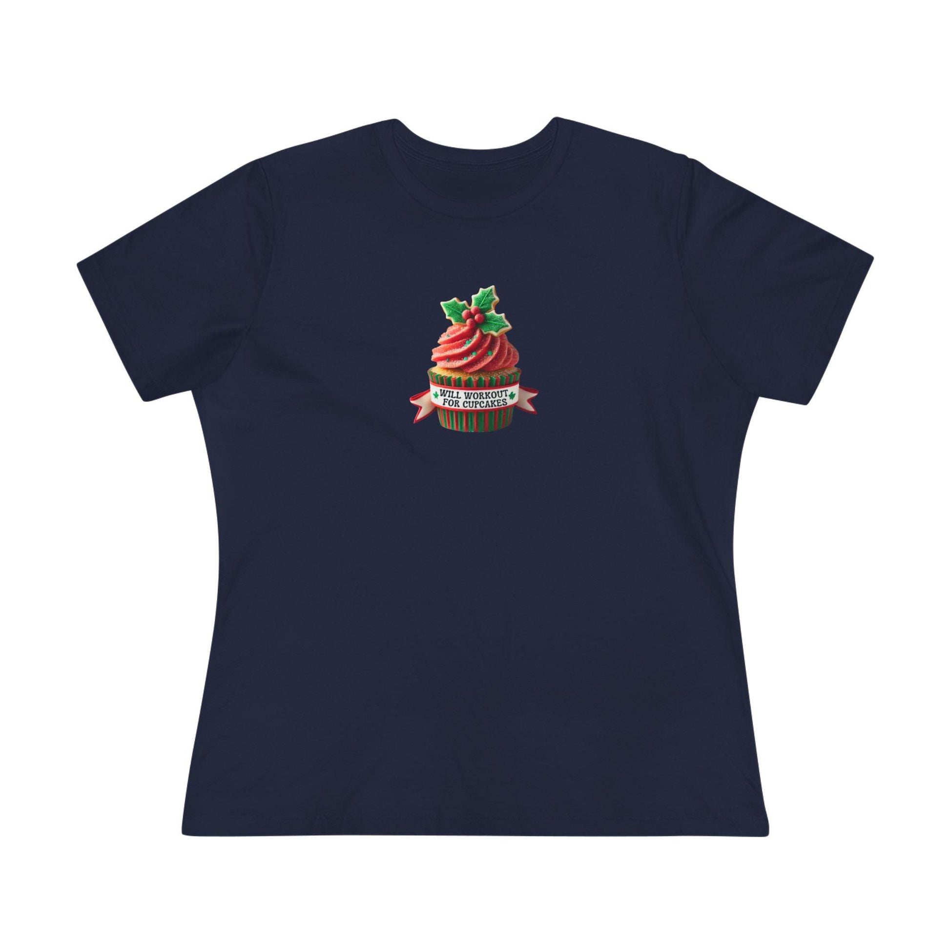 Will Workout for Cupcakes - Christmas Edition - Fuel Your Fitness! 🧁💪🎄 - Women's Softstyle Tee - Whippie's