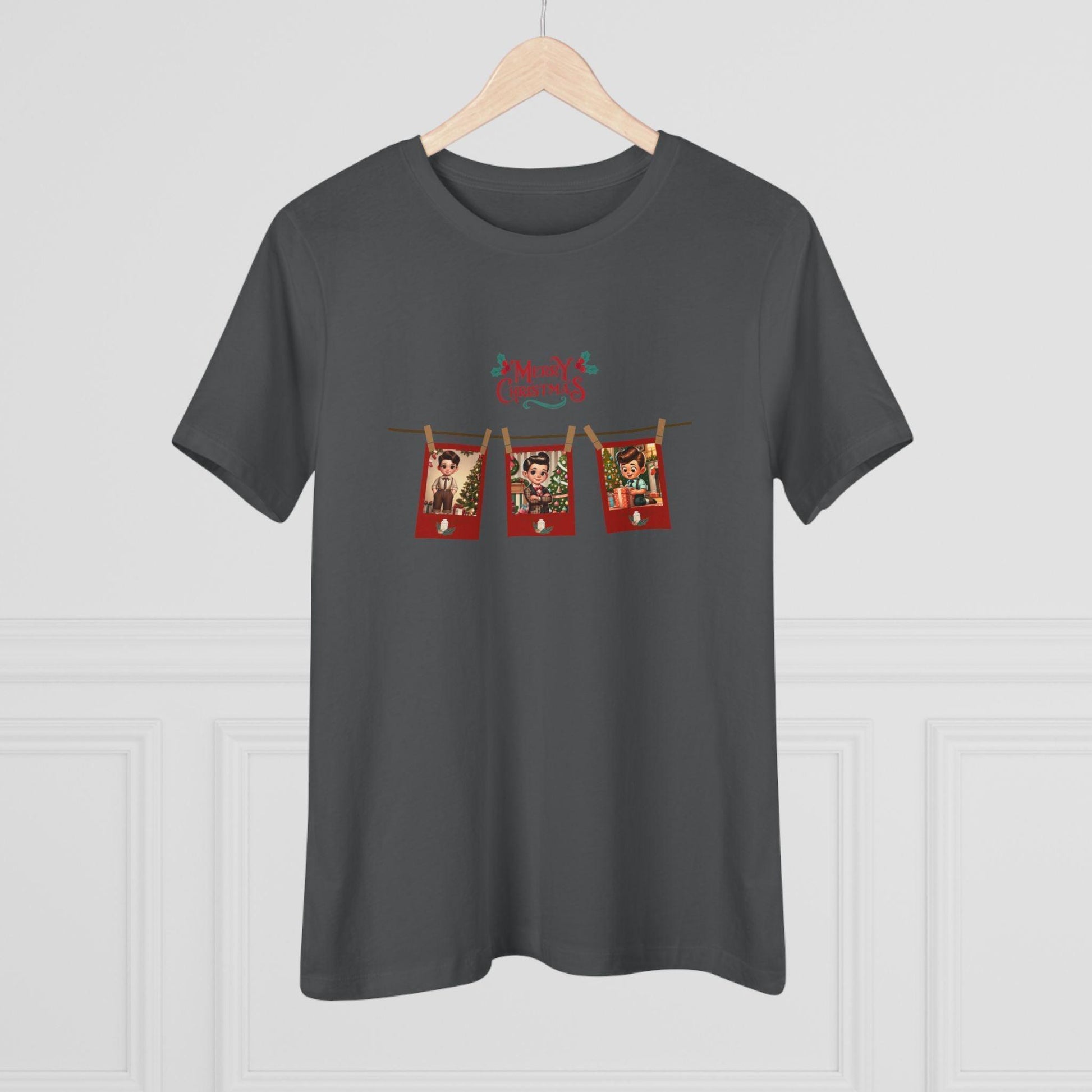 Merry Christmas - Photo Banner - Dark Hair Boys - Women's Softstyle Tee - Whippie's