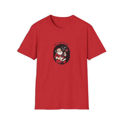 Don't Stop Believin': Santa's Rockin' Christmas Cheer! 🎅🎸🎄 - Unisex Softstyle T-shirt - Whippie's