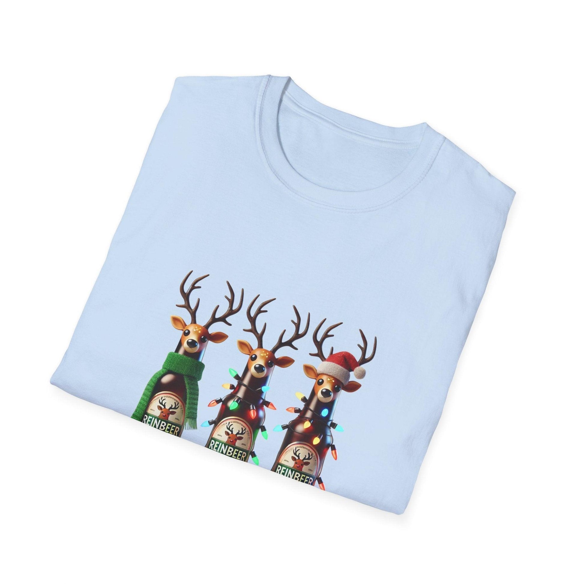 Reinbeer: 'Tis the Season to be Drinking! 🍻🦌🎄 - Unisex Softstyle T-shirt - Whippie's
