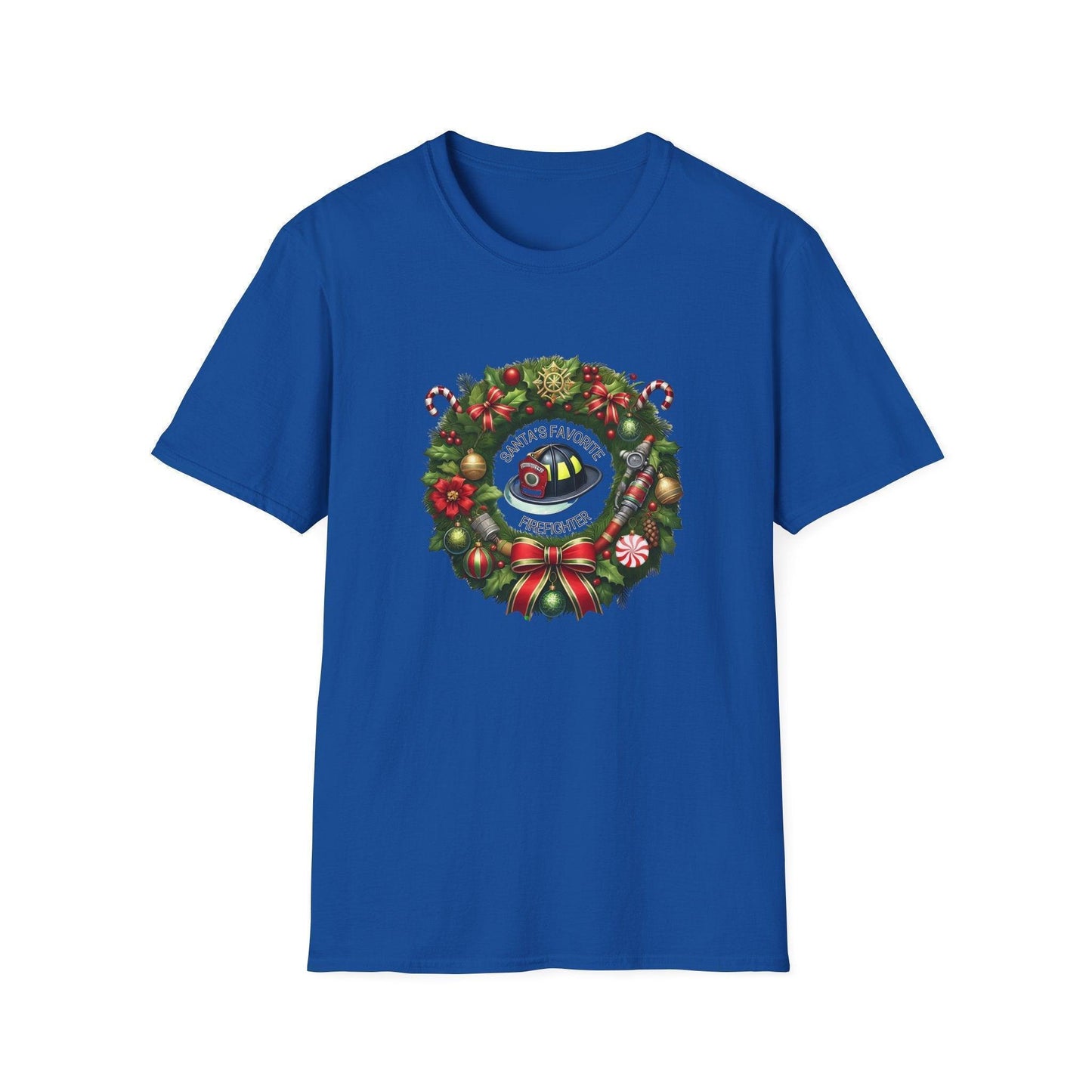Santa's Favorite Firefighter - Wreath - Unisex Tee 🔥🎅 - Whippie's