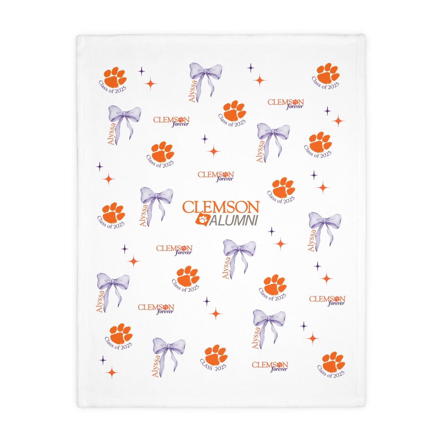 Graduation 2025 Paw Print Velvet Blanket - Personalizable
