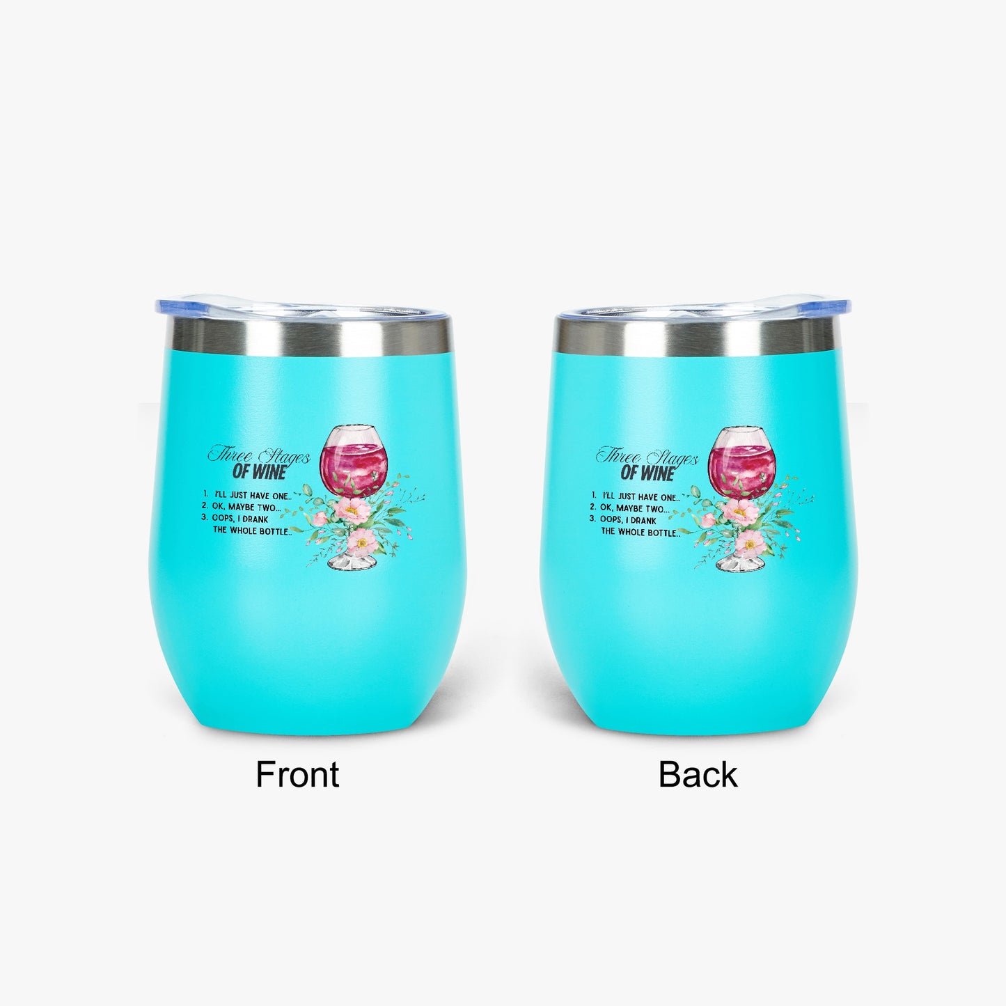428. Three Stages of Wine 12oz Egg Shaped Insulated Tumbler - FREE Shipping! - Whippie's