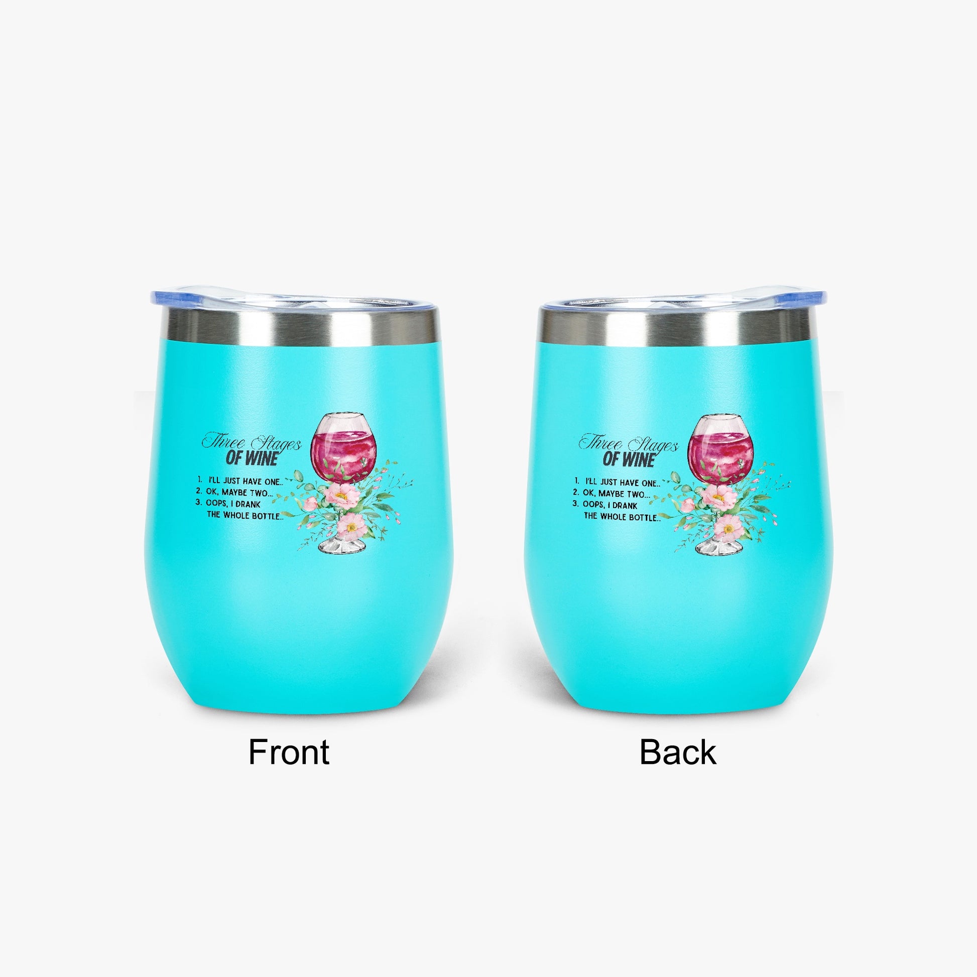 428. Three Stages of Wine 12oz Egg Shaped Insulated Tumbler - FREE Shipping! - Whippie's