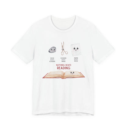 Nothing Beats Reading: Rock, Paper, Book Unisex Tee
