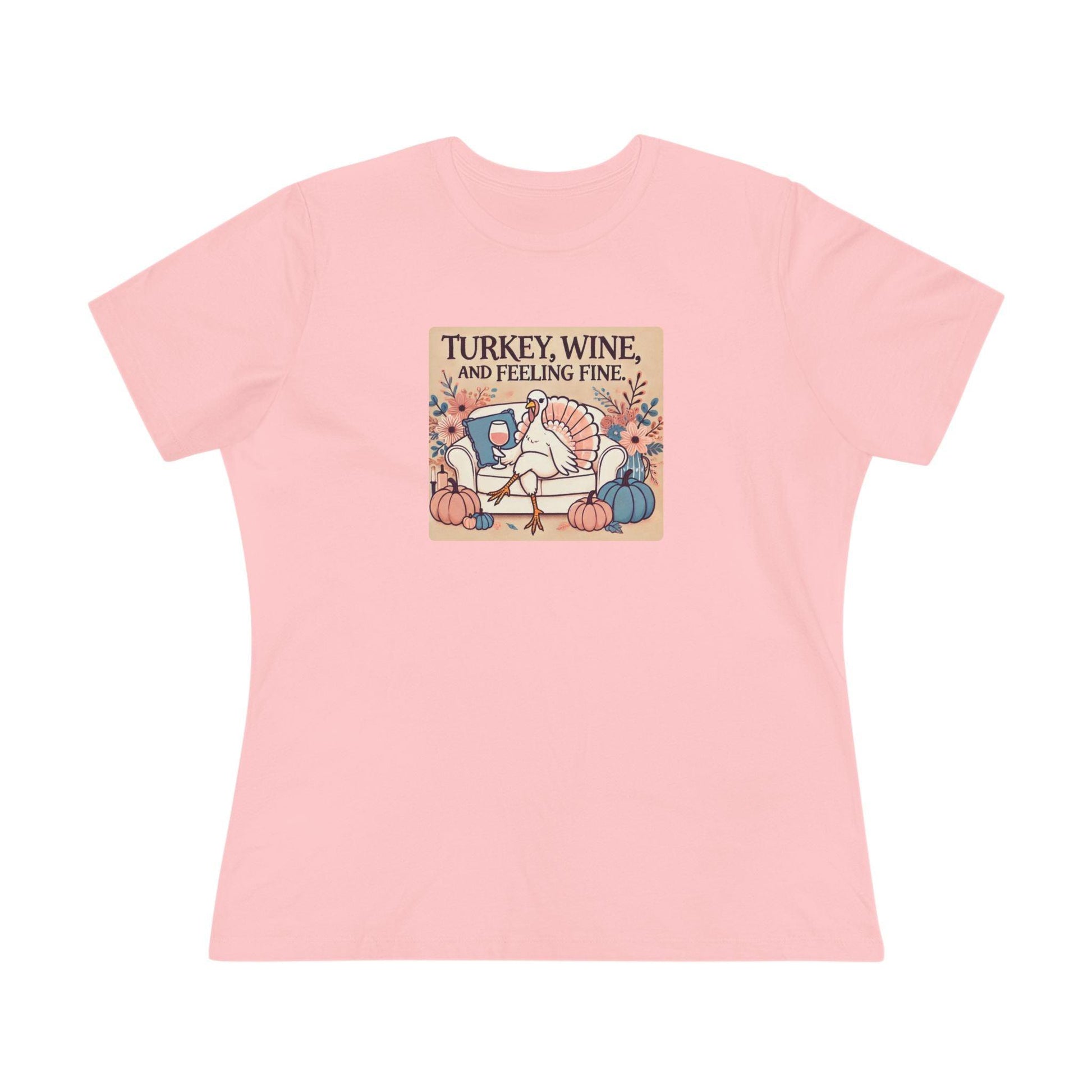 Turkey, Wine, Feeling Fine - Cheers to Thanksgiving! 🦃🍷 - Women's Softstyle Tee - Whippie's