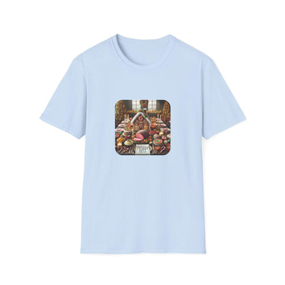 Christmas Calories Don’t Count 🎄 – Fun Festive Design with Gingerbread House & Holiday Feast - Unisex Softstyle Tee - Whippie's