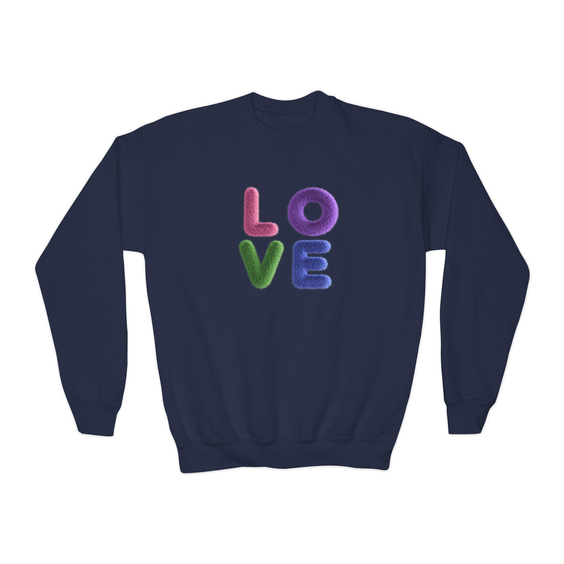 Fuzzy Love Sweatshirt - Youth Crewneck Sweatshirt- Spread the Love ❤️ - Whippie's