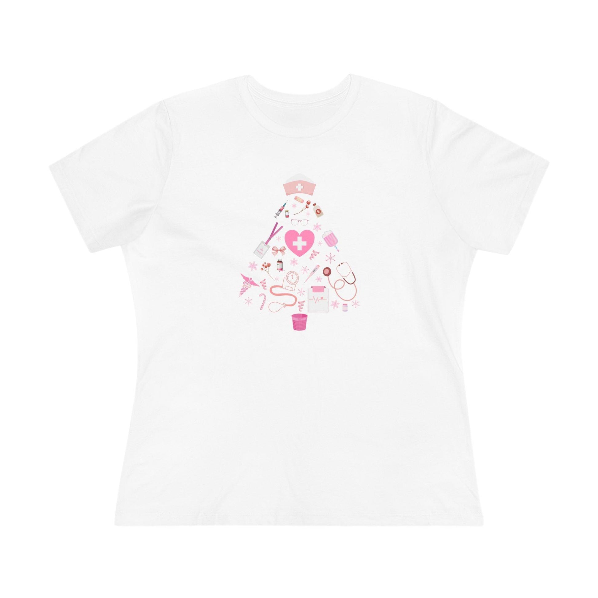 💖 Nurse's Pink Christmas Tree 💖 - Women's Softstyle T-shirt - Whippie's