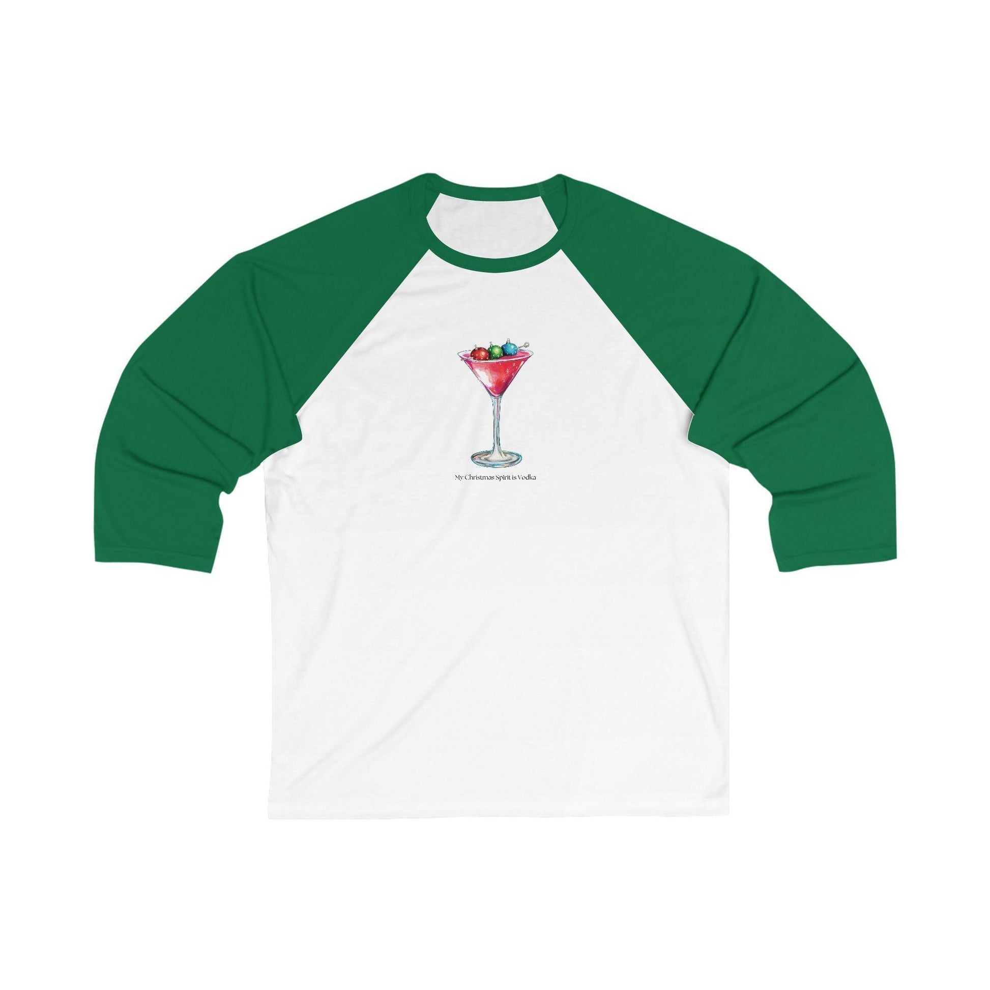 My Christmas Spirit is Vodka 🍸🎄 - Unisex 3/4 Sleeve T-shirt - Whippie's