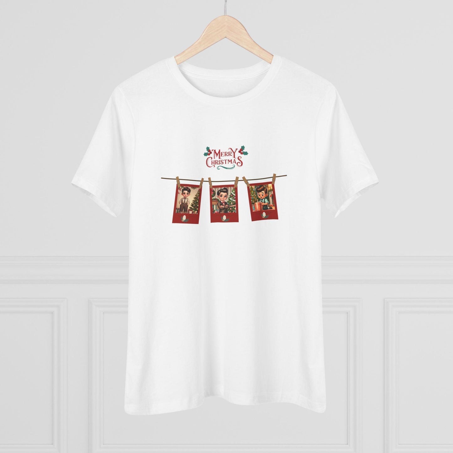 Merry Christmas - Photo Banner - Dark Hair Boys - Women's Softstyle Tee - Whippie's