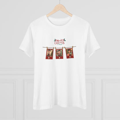 Merry Christmas - Photo Banner - Dark Hair Boys - Women's Softstyle Tee - Whippie's