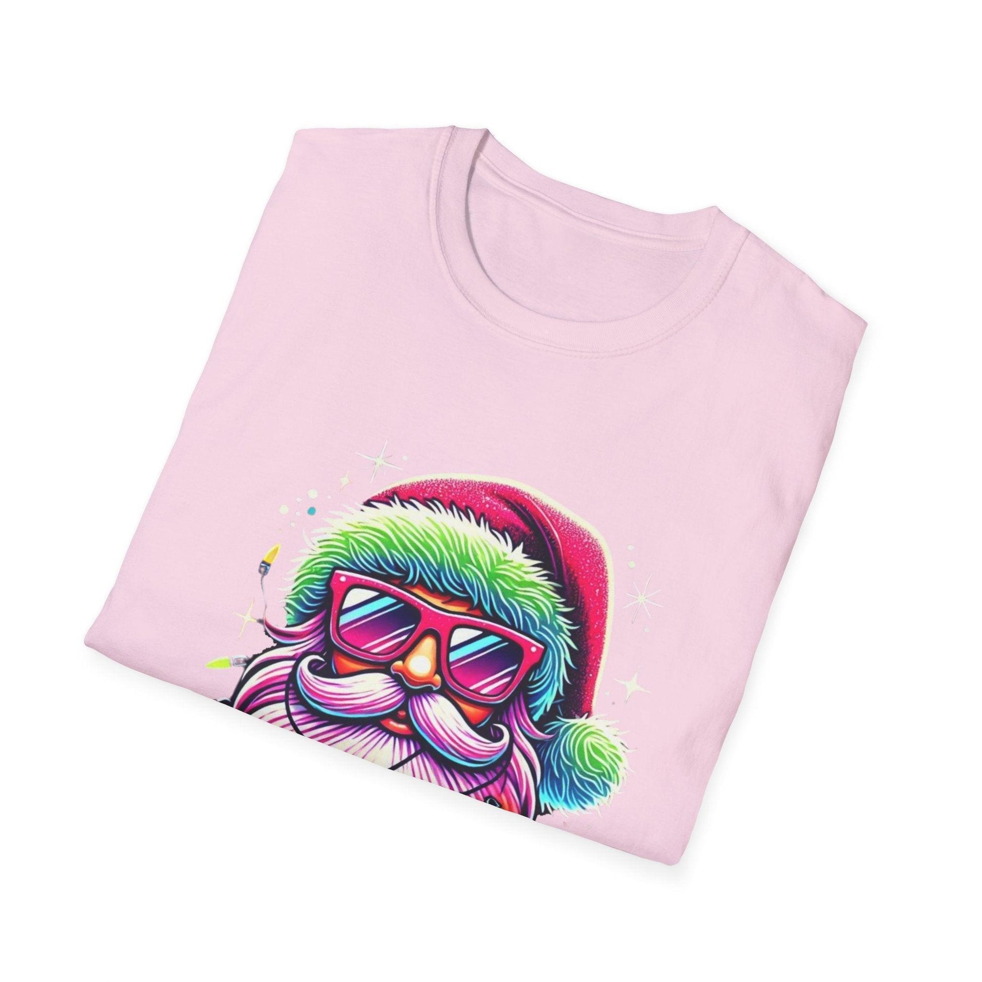 Shine Bright Like Santa! 🎅🎄🌈✨ - Unisex Softstyle T-shirt - Whippie's