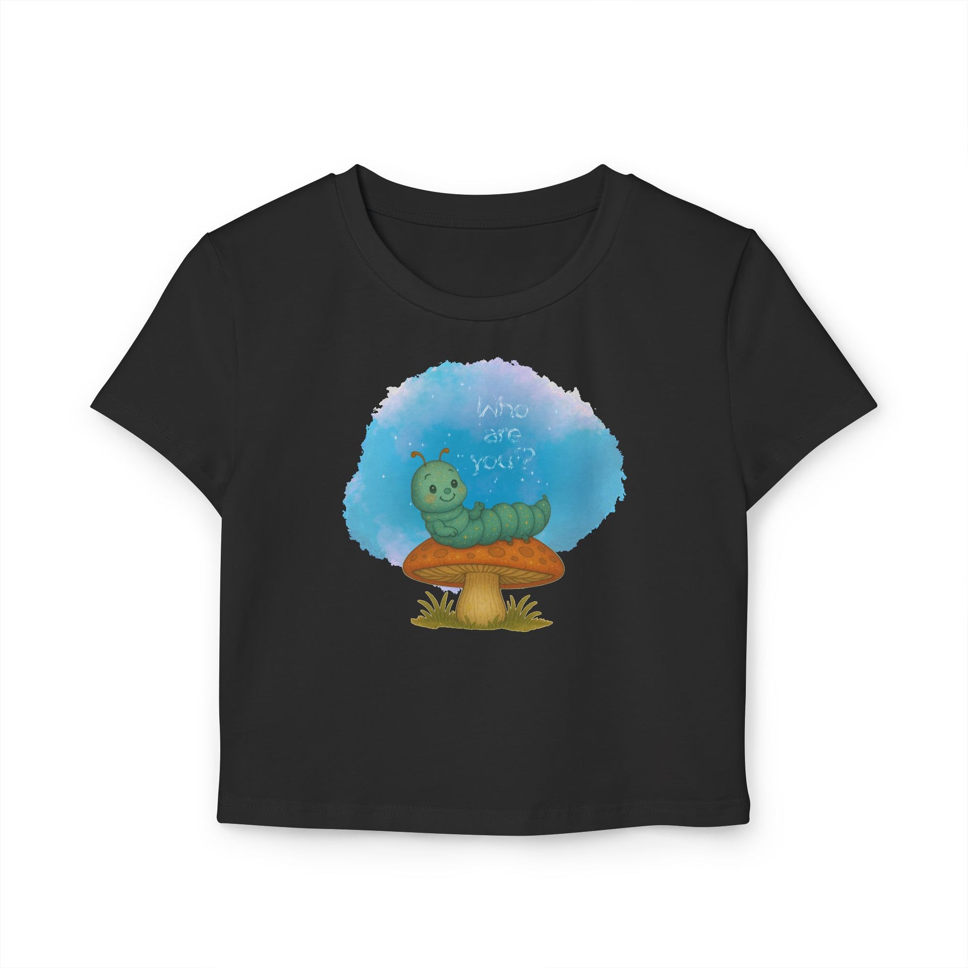 ✨ Who Are You? Cute Sparkly Caterpillar Baby Tee ✨ - Whippie's