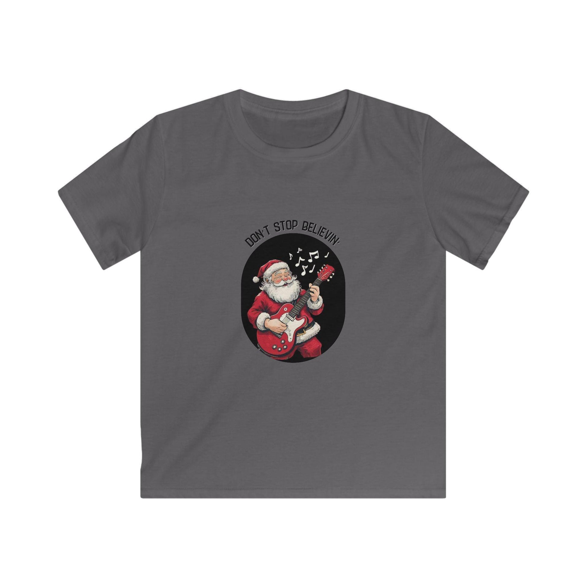 Rockin' Santa: Don't Stop Believin' in Holiday Cheer! Kids Softstyle Tee - Whippie's