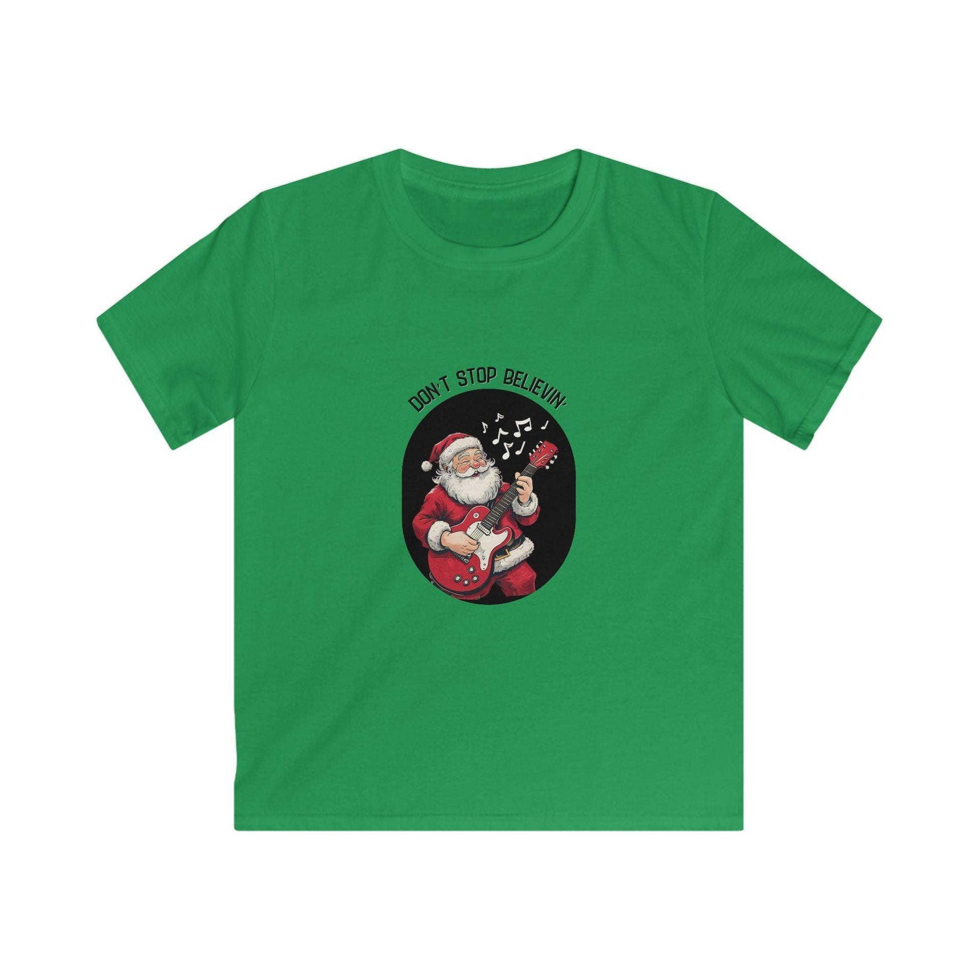 Rockin' Santa: Don't Stop Believin' in Holiday Cheer! Kids Softstyle Tee - Whippie's