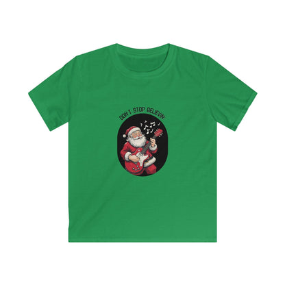 Rockin' Santa: Don't Stop Believin' in Holiday Cheer! Kids Softstyle Tee - Whippie's