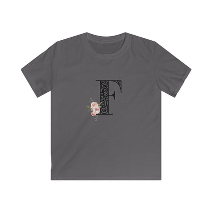Floral Letters: Letter F - Kids Softstyle Tee - Whippie's