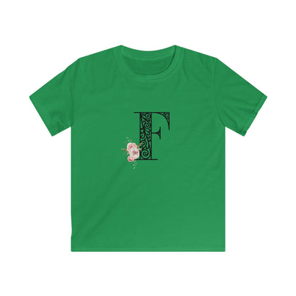 Floral Letters: Letter F - Kids Softstyle Tee - Whippie's