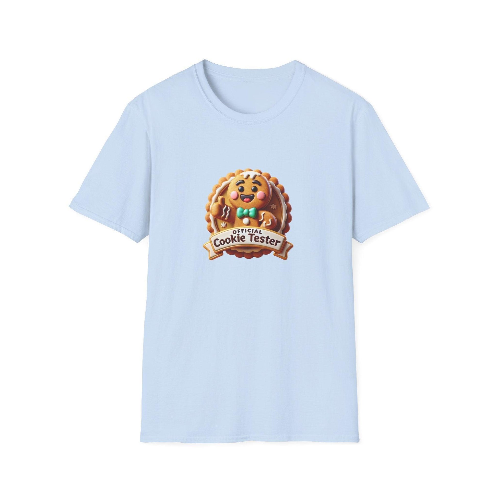 Official Cookie Tester 🍪 – Fun Gingerbread Design with Peeking Gingerbread Man - Unisex Softstyle Tee - Whippie's