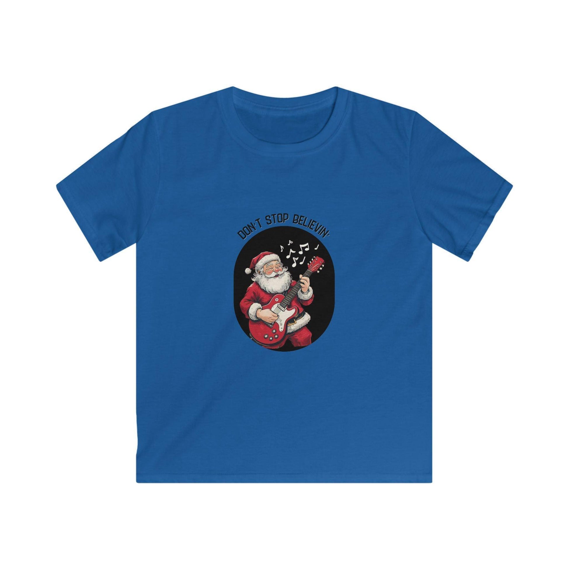 Rockin' Santa: Don't Stop Believin' in Holiday Cheer! Kids Softstyle Tee - Whippie's